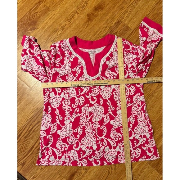 Croft & Barrow Women's 1X Pink White Floral Long Sleeve Tunic T-Shirt - Picture 5 of 7